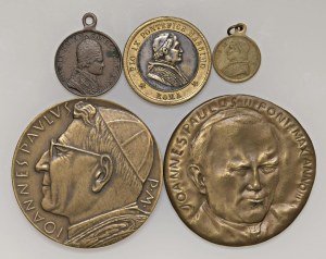 Papal medals - Lot of 5 bronze Papal medals - 2 of form...