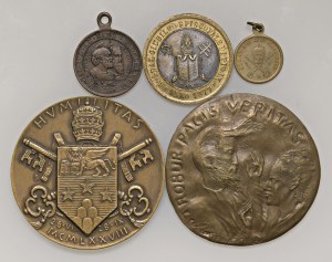 Papal medals - Lot of 5 bronze Papal medals - 2 of form...
