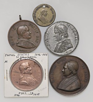 Papal medals - Lot of 5 Papal Medals of Pius IX - 4 in Bronze...