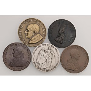 Papal medals - Lotto di 5 Medaglie Papali - 1 in argento Paolo VI...