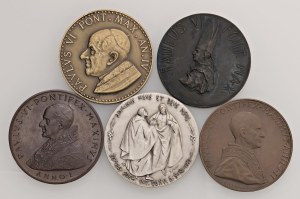 Papal medals - Lot of 5 Papal medals - 1 in silver Paul VI...