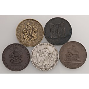 Papal medals - Lotto di 5 Medaglie Papali - 1 in argento Paolo VI...