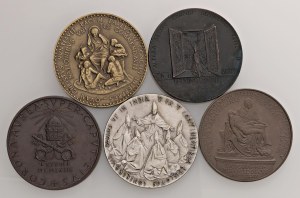 Papal medals - Lot of 5 Papal medals - 1 in silver Paul VI...