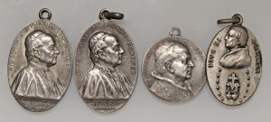 Papal medals - Lot of 4 oval Papal medals (3) in silver ( ...