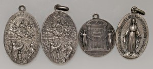 Papal medals - Lot of 4 oval Papal medals (3) in silver ( ...