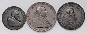 Papal medals - Lot of 3 bronze Papal medals - 2 of Restit...