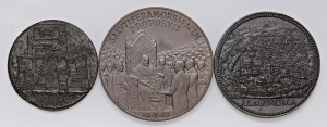 Papal medals - Lot of 3 bronze Papal medals - 2 of Restit...