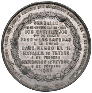 Foreign medals - SPAIN. Isabella II Medal 1860 For the War of...