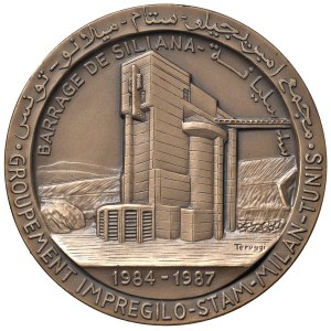 Various medals - Diga di Siliana. Medaglia 1987 Impregilo- Stam, la...