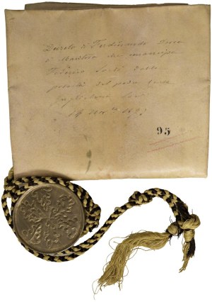 Various medals - Handwritten Vergato document 1697 Ferdiandus Carolus. ...