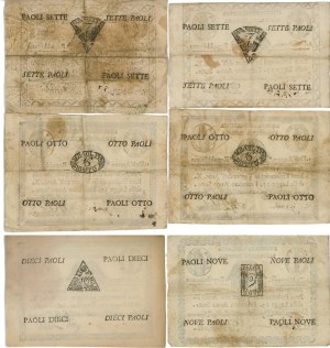 Italian Banknotes - Papal States - Roman Republic - Lot of 6 ...