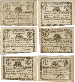 Italian Banknotes - Papal States - Roman Republic - Lot of 6 ...