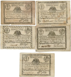 Italian Banknotes - Papal States - Roman Republic - Lot of 5 ...