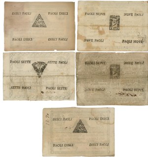 Italian Banknotes - Papal States - Roman Republic - Lot of 5 ...