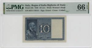 Italian Banknotes - Government Notes 10 Lire 1938 XVII - Gig. BS 18B...
