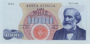Italian Banknotes - Bank of Italy 1,000 Lire 04/01/1968 - Gig. BI 55G...