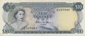 Foreign Banknotes - BAHAMAS 10 Dollars - P. 38b...
