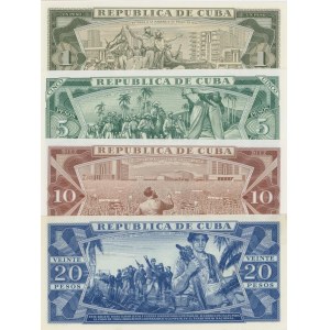 Foreign Banknotes - CUBA 20, 10, 5 e un Peso - P. 102-105 Lotto di 4 b...