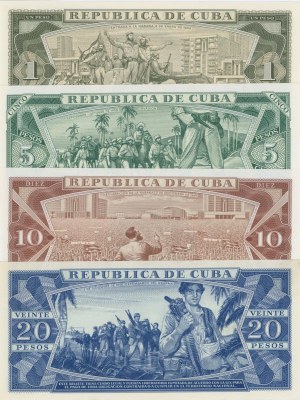 Foreign Banknotes - CUBA 20, 10, 5 and one Peso - P. 102-105 Lot of 4 b...