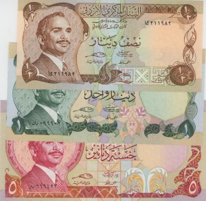Foreign Banknotes - JORDAN 5, 1.5 AND 1 Dinar - P. 17, 18D, 19D Lott...