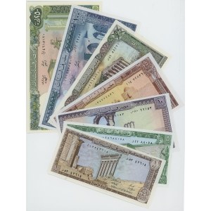 Foreign Banknotes - LIBANO 250, 100, 50, 25 (piegata), 10, 5, 1 Livres...