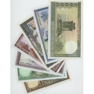Foreign Banknotes - LIBANO 250, 100, 50, 25 (piegata), 10, 5, 1 Livres...