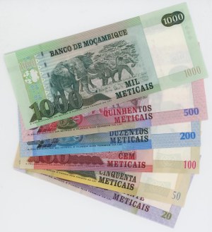 Foreign Banknotes - Mozambique Lot of 6 banknotes as pictured - P. 1...