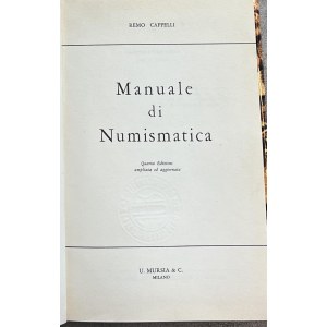 Numismatic books - Cappelli R., Manuale di numismatica, Milano 1963, ...