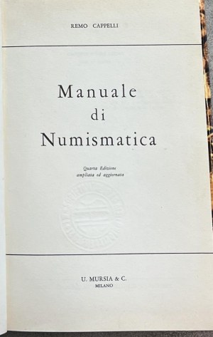 Numismatic books - Cappelli R., Handbook of numismatics, Milan 1963, ...