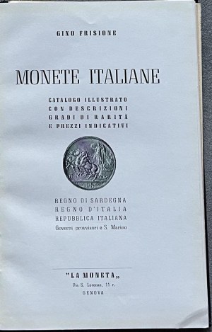 Numismatic books - Frisione G., Italian coins, Genoa 1964., in 8Â°...