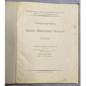 Auction Catalogs - Robert Ball, Versteigerungs-Katalog. Antike / Mitt...