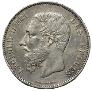 Belgique, Léopold II, 5 francs 1876