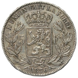 Belgique, Léopold II, 5 francs 1876