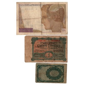300 francs, 1 ruble, 10 cents, set of 3 pieces