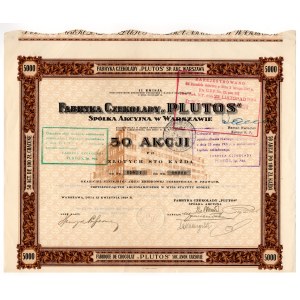 Chocolate Factory Plutos S.A., collective action 5,000 zlotys (50 x 100 zlotys) 1928, Issue I