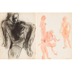 Joachim Weingart (1895 Drohobycz - 1942 Auschwitz), Siedzący mężczyzna (recto) / Studium żeńskich aktów (verso), około 1930