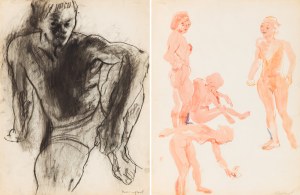 Joachim Weingart (1895 Drohobych - 1942 Auschwitz), Sitting man (recto) / Study of female nudes (verso), ca. 1930