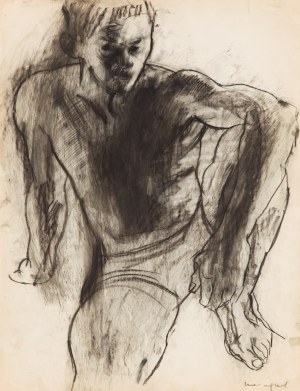Joachim Weingart (1895 Drohobych - 1942 Auschwitz), Sitting man (recto) / Study of female nudes (verso), ca. 1930