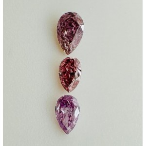 3 NATURAL POLISHED DIAMONDS 0.24 FANCY DEEP PINK - I1 - I2 - F40801-18