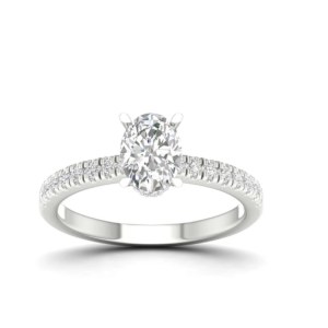 OVAL LABGROWN DIAMOND RING WITH SIDE PAVE - 484 LG