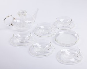 Glass tea set - 15 items, 1950s.