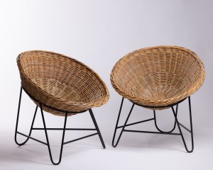 Mathieu Matégot style wicker chairs - 2 pieces, 1950s.