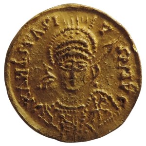 Byzanc, Anastasius 491-518, solidus, imitation? CONO(B) mirrored