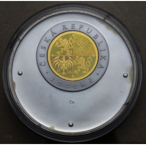 ČR - medaile, 2000 Kč Milénium bimetal s hologramem, varianta s matovým polem