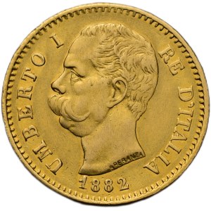 Itálie, Umberto I. 1878 - 1900, 20 lira 1882 R - Řím