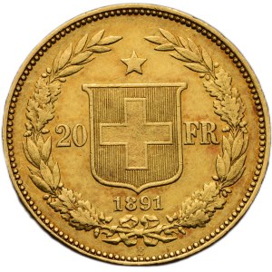 Switzerland, Republic, 20 francs 1891 B