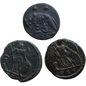 Konvoluty, Constantinopolis + Urbs Roma, AE 3/4, minc. Trier, Lyon, Řím
