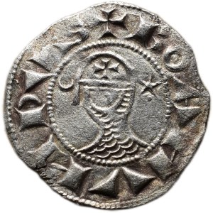 Křižácké státy, Antiochie, Bohemond III. 1163-1201, Ag denár, minc.Antiochie