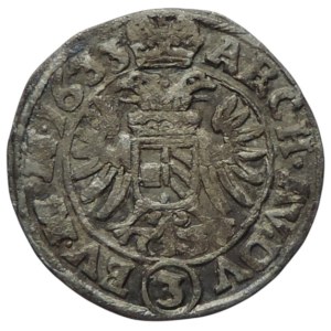 Ferdinand II. 1619-1637 (mince dobrého zrna), 3 krejcar 1633 Praha-Schuster