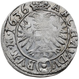 Ferdinand II. 1619-1637 (mince dobrého zrna), 3 krejcar 1636 Praha-Schuster